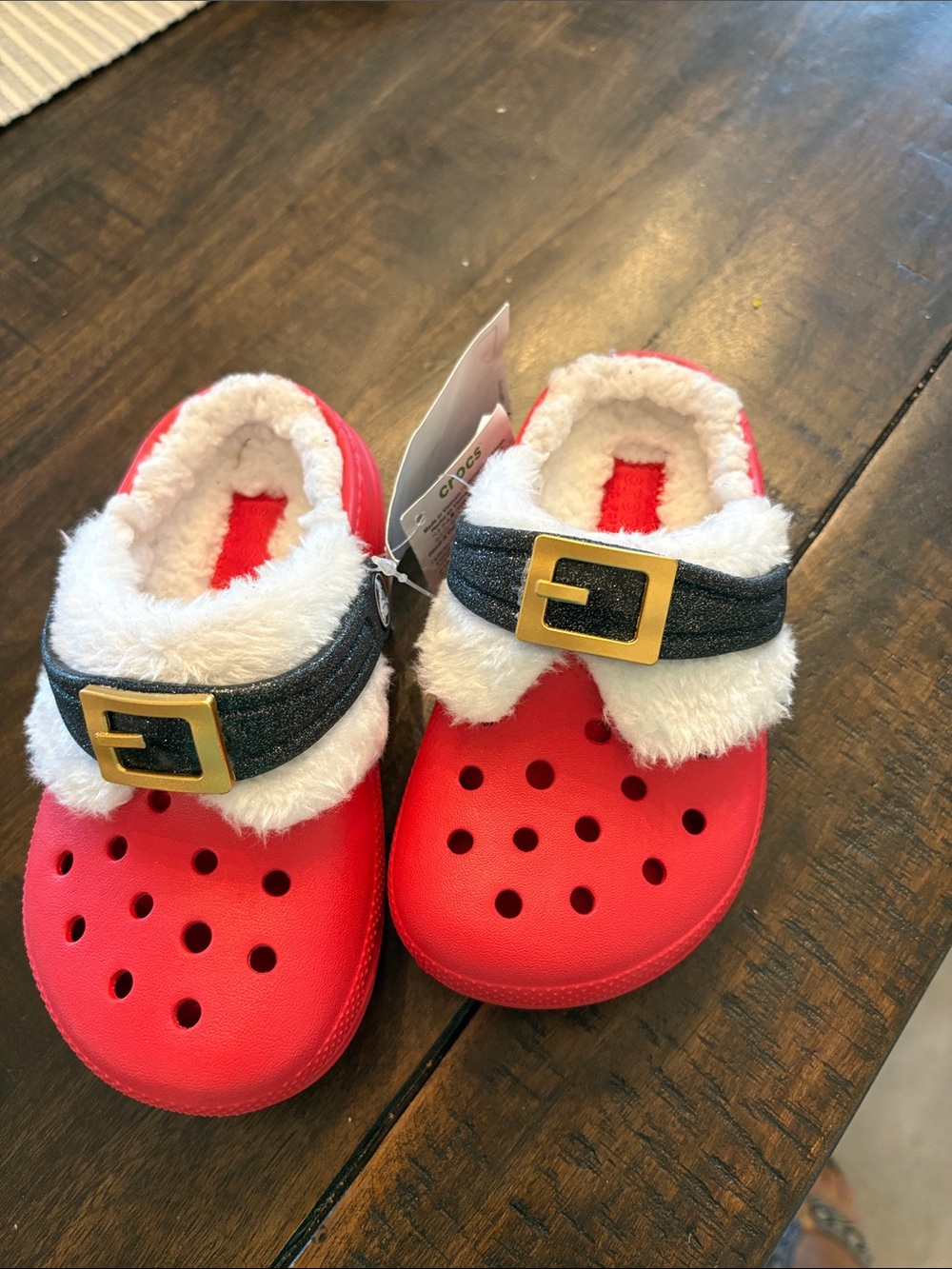 CROCS Red Kids Faux-Fur Lined Clog with Buckle Strap SZ 10C